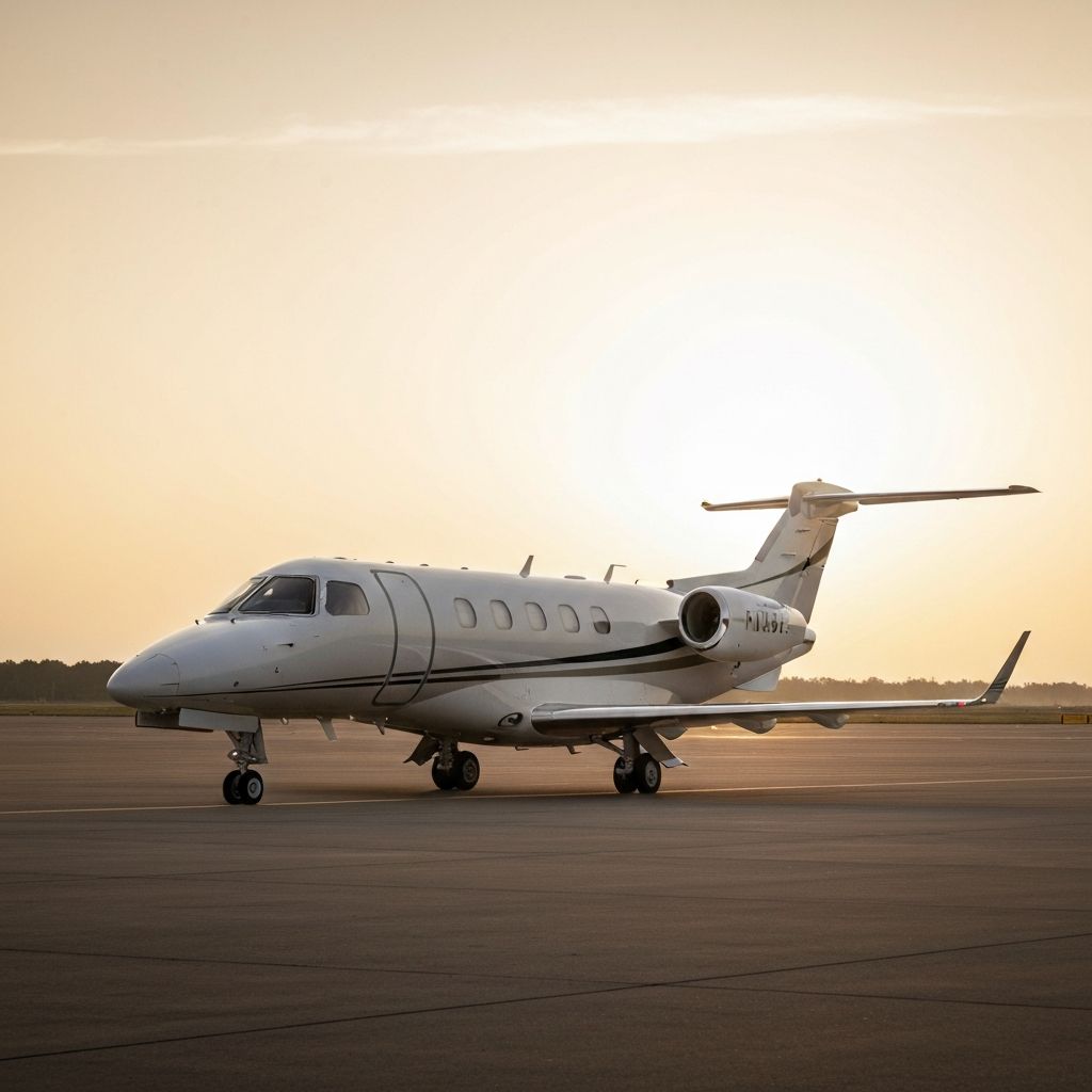 Private jet on tarmac